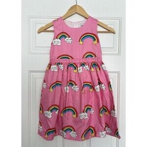 Lola And The Boys Girls Pink Dress Size 8 Rainbows Clouds